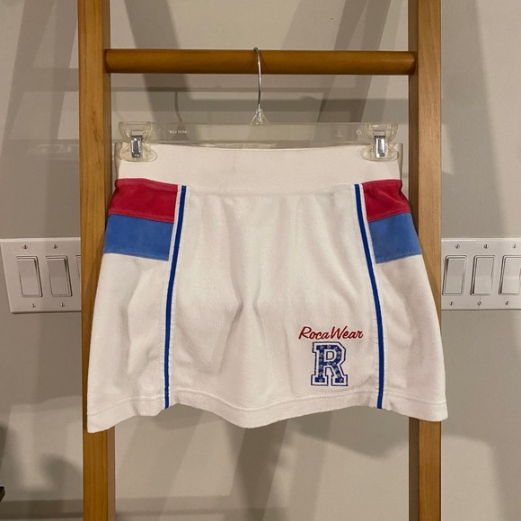 Rocawear Pants - Vintage Y2K Rocawear White Tennis Skirt with R Logo Blue Red Accents Size Small